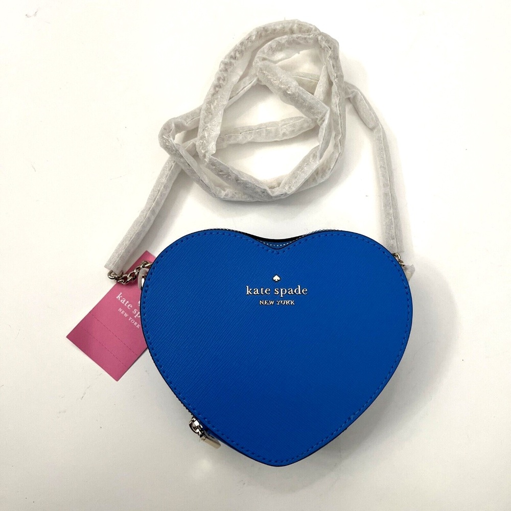 KATE SPADE Love Shack Mini Heart Crossbody Summer Night Blue K6063 NWT $260 - Picture 5 of 13